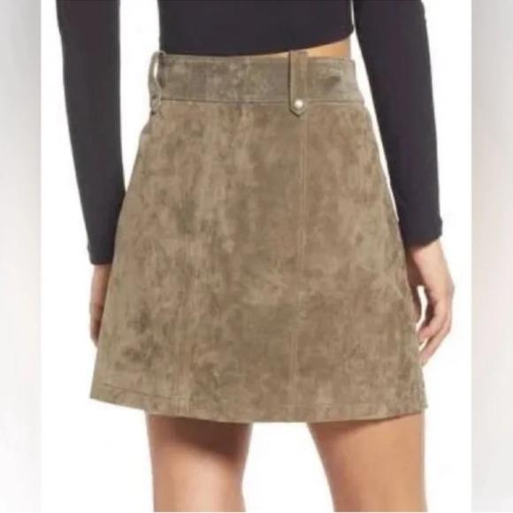 BlankNYC Suede Moto Mini Skirt Olive Green 25 NWT Classic Boho Festival Spring - Picture 3 of 7